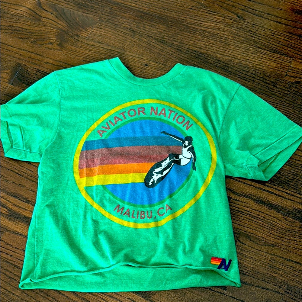 Aviator Nation Green Malibu Boyfriend Tee